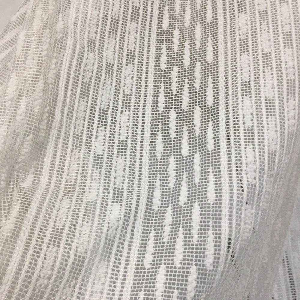Vintage White Sheer Curtain Panel Patterned 45x44.5